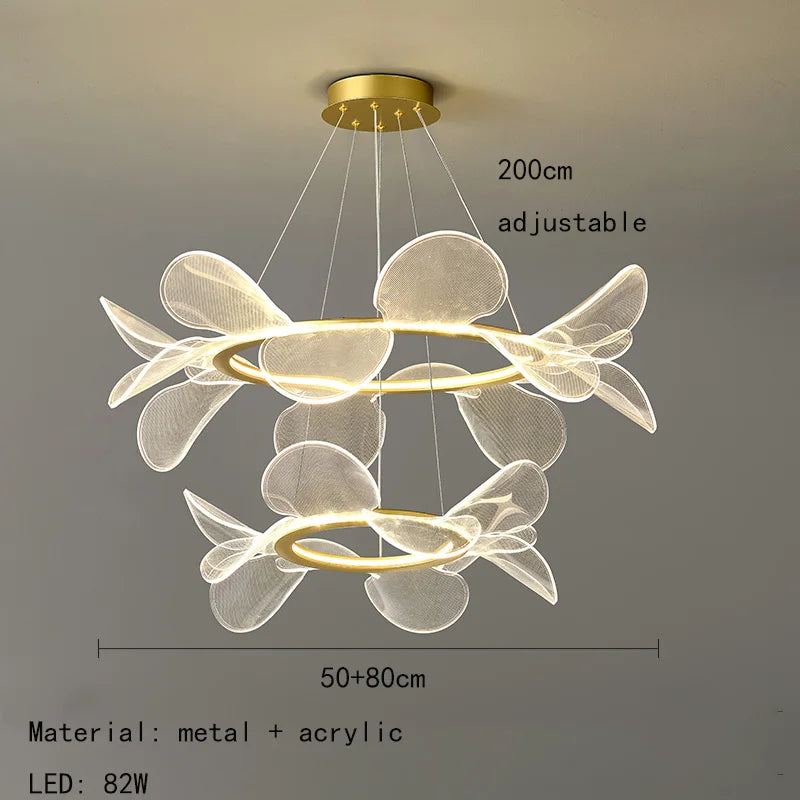 suspension led moderne avec anneau doré à gradation variable - vue 8 sur 10