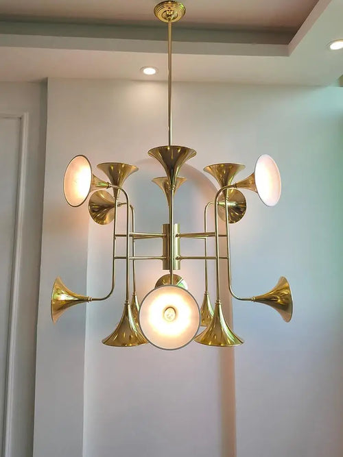 plafonnier led design corne d'or pour décoration intérieure créative - vue 2 sur 5