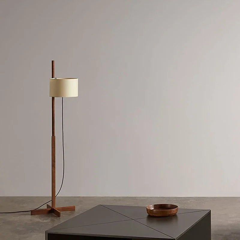 Lampadaire Nordique Wabi Sabi En Bois Massif Tissu Abat-Jour Led Salon Chambre Lampe De Chevet Décor À La Maison Canapé Coin Lampe Sur Pied - vue 5 sur 7