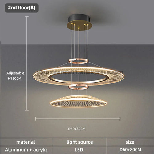 Lustre anneaux design pour salon double pour cuisine île hôtel Restaurant LED