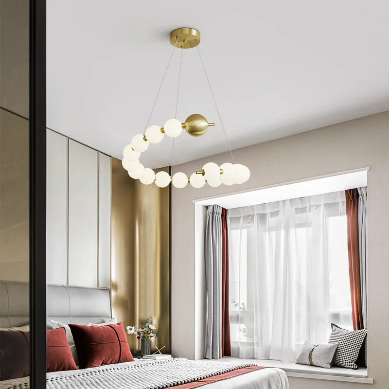 lustre led funky doré argenté pour éclairage intérieur décoratif - vue 5 sur 22