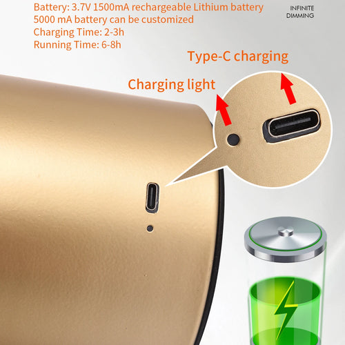 Lampe de table Portable lampe champignon led rechargeable interrupteur tactile veilleuse salle à manger chambre lampe de chevet - vue 5 sur 9