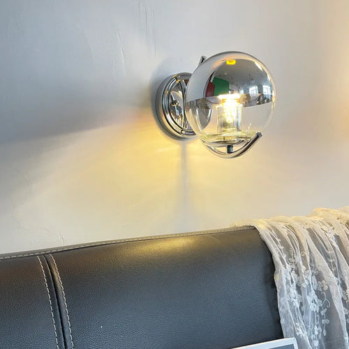 applique murale moderne minimaliste en argent à bulles en verre - vue 5 sur 7