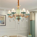 lustre de luxe moderne style européen rétro en cristal et céramique