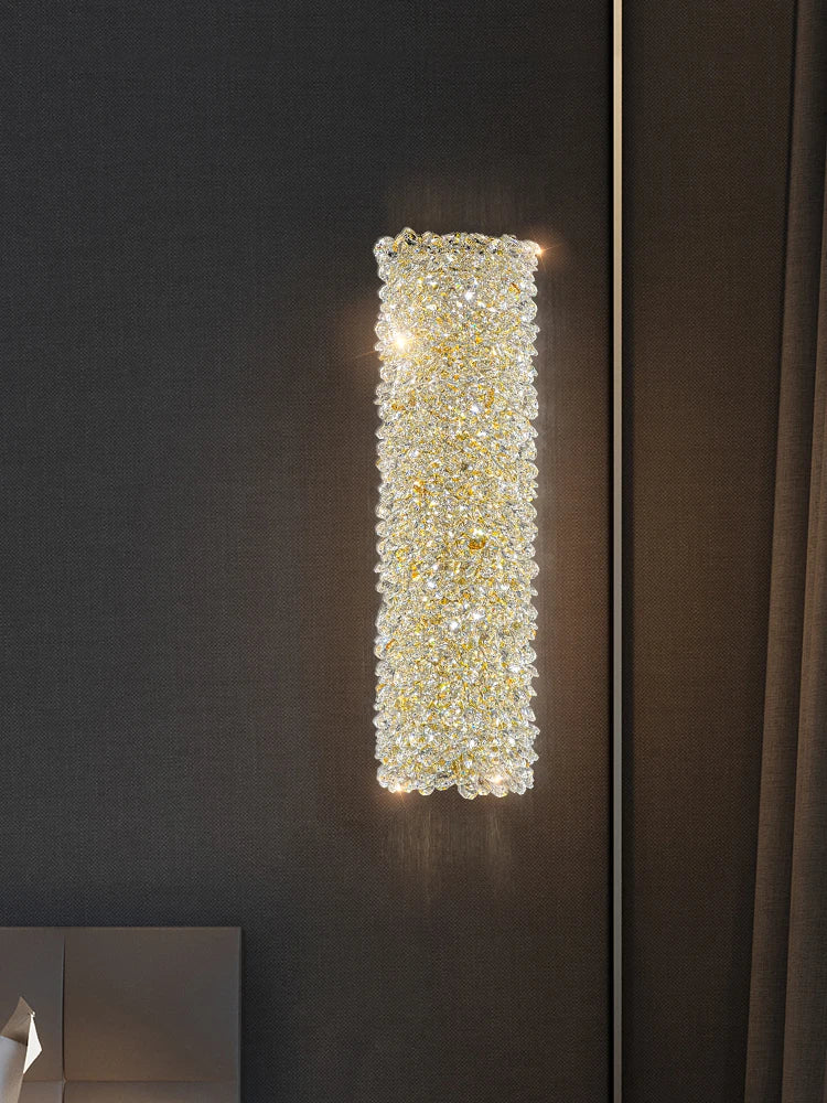 applique murale en métal doré avec ampoule en cristal clair fil réglable - vue 3 sur 9