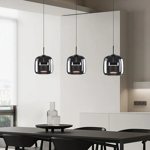 suspension moderne en verre noir pour décoration intérieure - vue 3 sur 9