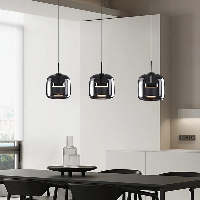 suspension moderne en verre noir pour décoration intérieure - vue 2 sur 9