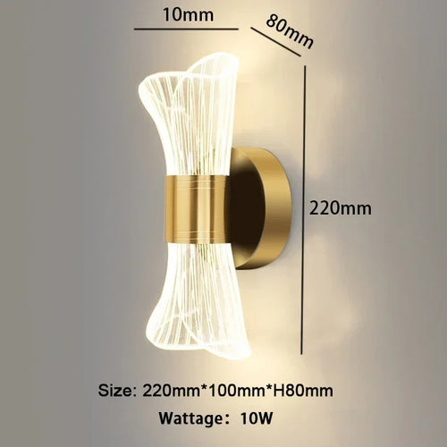 Moderne luxe créatif acrylique applique murale LED lumière or noir applique pour allée applique chambre chevet couloir décor à la maison