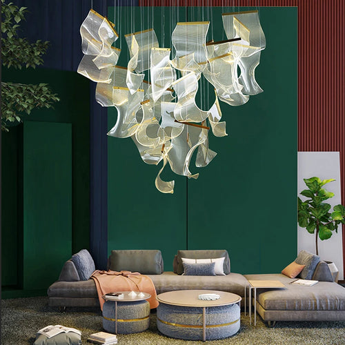 lustre en acrylique à led design pour décoration intérieure moderne - vue 6 sur 14