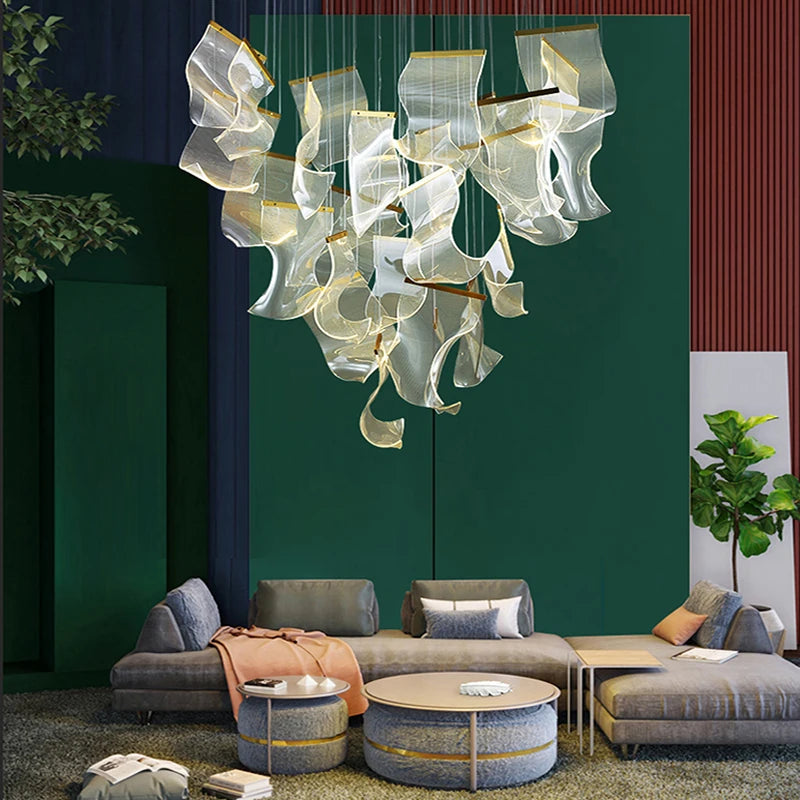 lustre en acrylique à led design pour décoration intérieure moderne - vue 5 sur 14