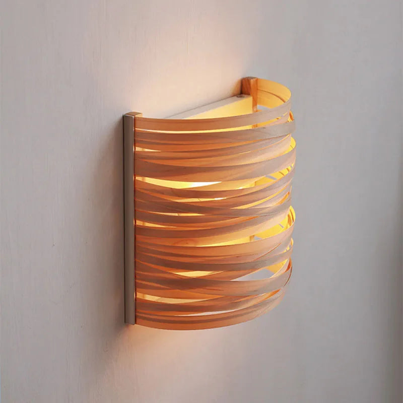 Applique murale nordique en bois demi-cercle - vue 5 sur 7
