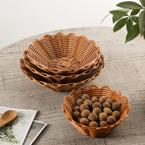 panier rond en osier pour rangement de divers objets - vue 6 sur 6