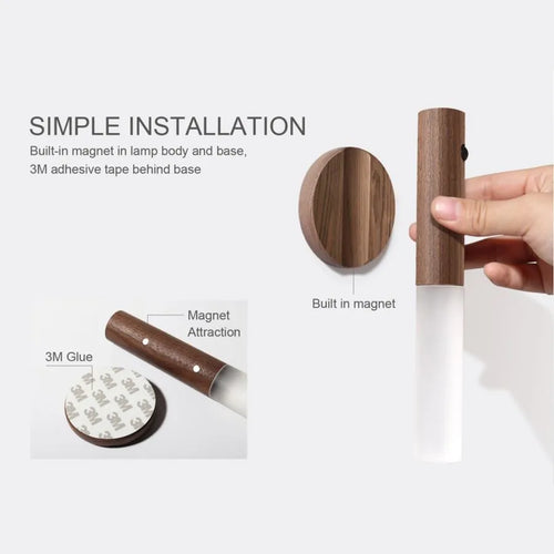 lampe led usb rechargeable bois sans fil - vue 5 sur 10