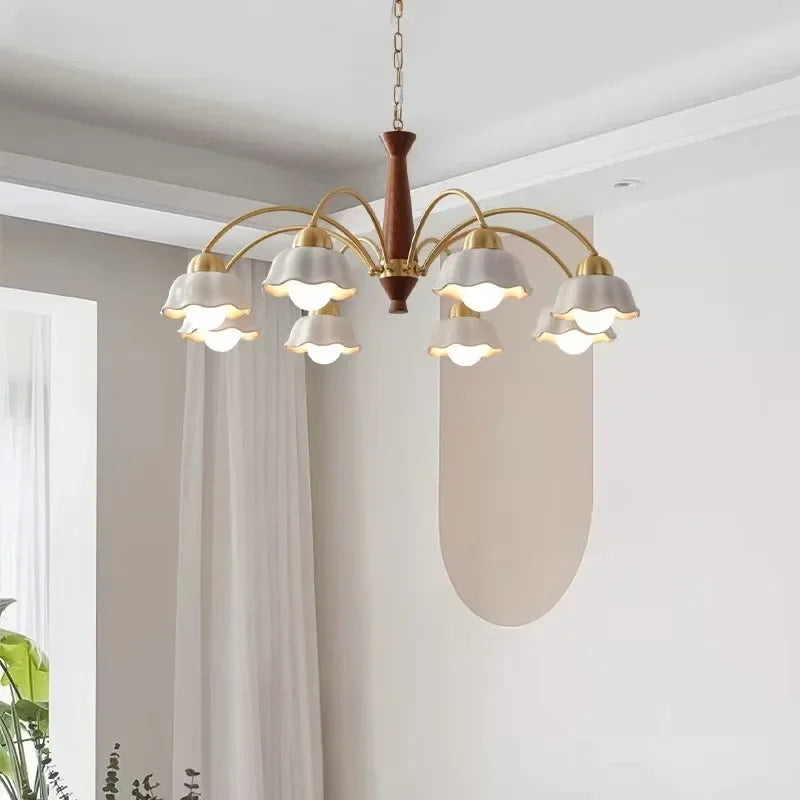 lustre moderne en céramique à fleurs pour intérieur contemporain - vue 4 sur 12