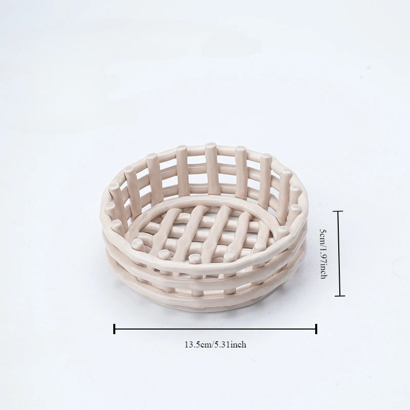 panier de rangement tissé en céramique pour décor et usages variés - vue 8 sur 8