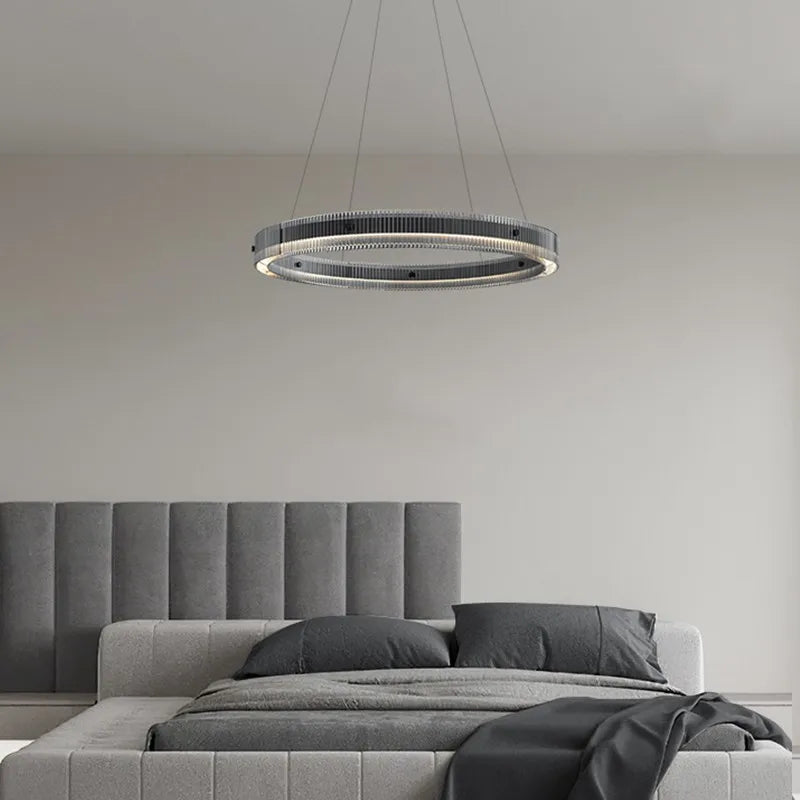 lustre led en anneau design nordique style italien moderne - vue 3 sur 9