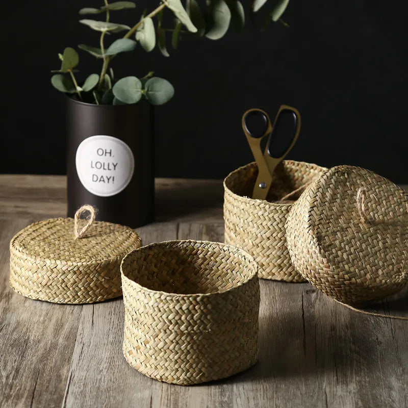 Pannier de rangement en osier fait main pour collations et fleurs - vue 7 sur 8