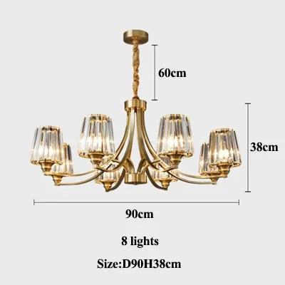 SANDYHA moderne cristal cuivre lustres nordique luxe Design intérieur décor à la maison lampe à LED pour salon salle à manger chambre - vue 9 sur 10