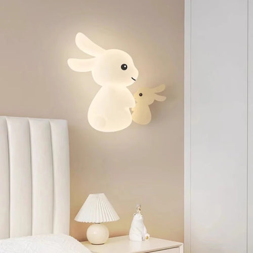 Applique murale de lapin mignon LED lampe de chambre d'enfant moderne Simple chaud chambre de bébé pépinière petite fille garçon chambre chevet appliques murales - vue 2 sur 12