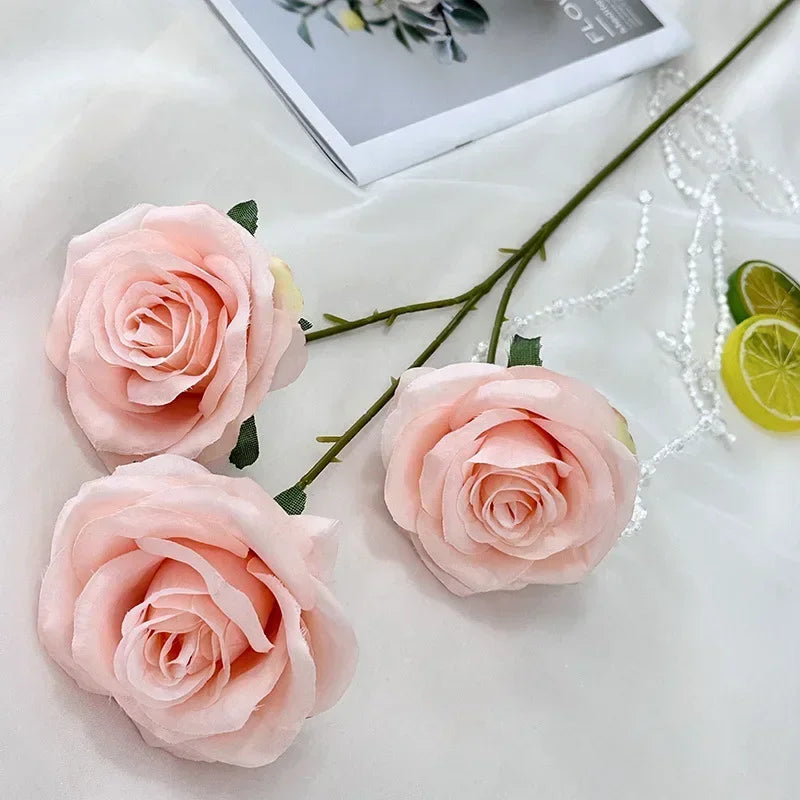 branches de roses artificielles en soie pour décoration élégante - vue 8 sur 40