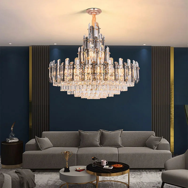 suspension à led en cristal design luxueux avec variateur d'intensité - vue 2 sur 11
