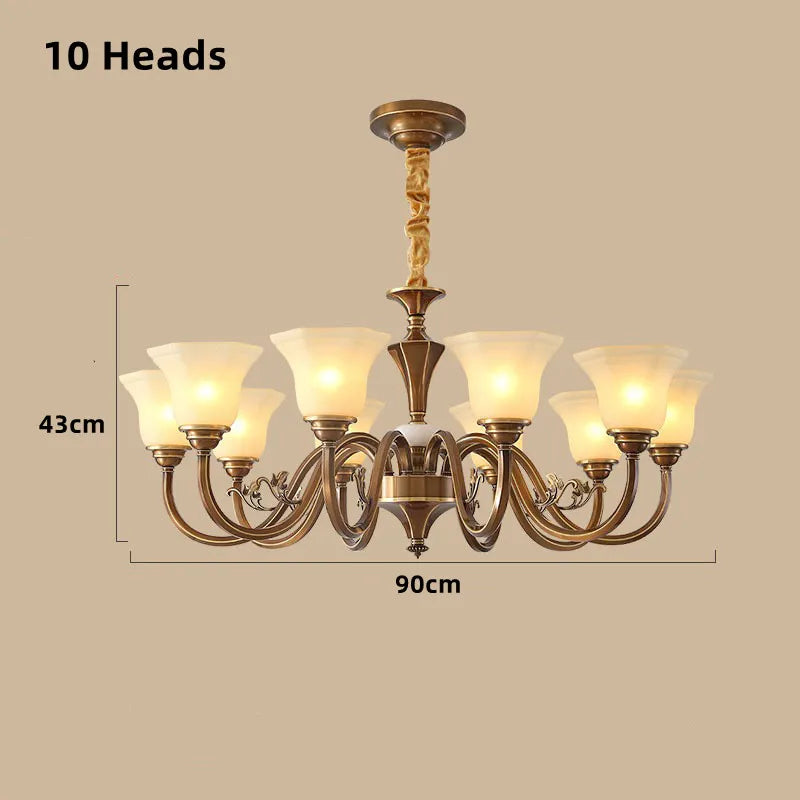 lustre vintage en cuivre avec abat-jour en verre dépoli - vue 20 sur 20