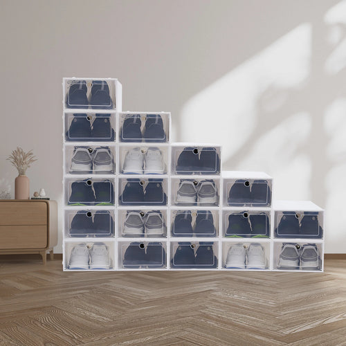 lot de 20 boîtes à chaussures pliables transparentes pour rangement - vue 3 sur 6