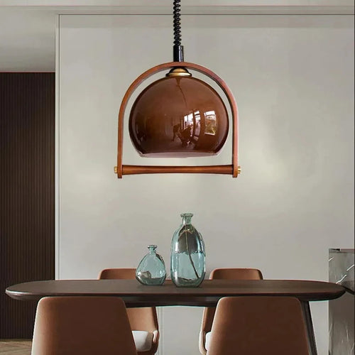 suspension en verre et bois style moderne hauteur réglable pour intérieur - vue 5 sur 8