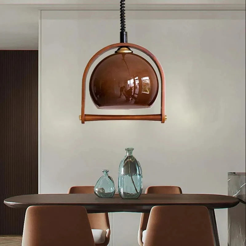 suspension en verre et bois style moderne hauteur réglable pour intérieur - vue 4 sur 8