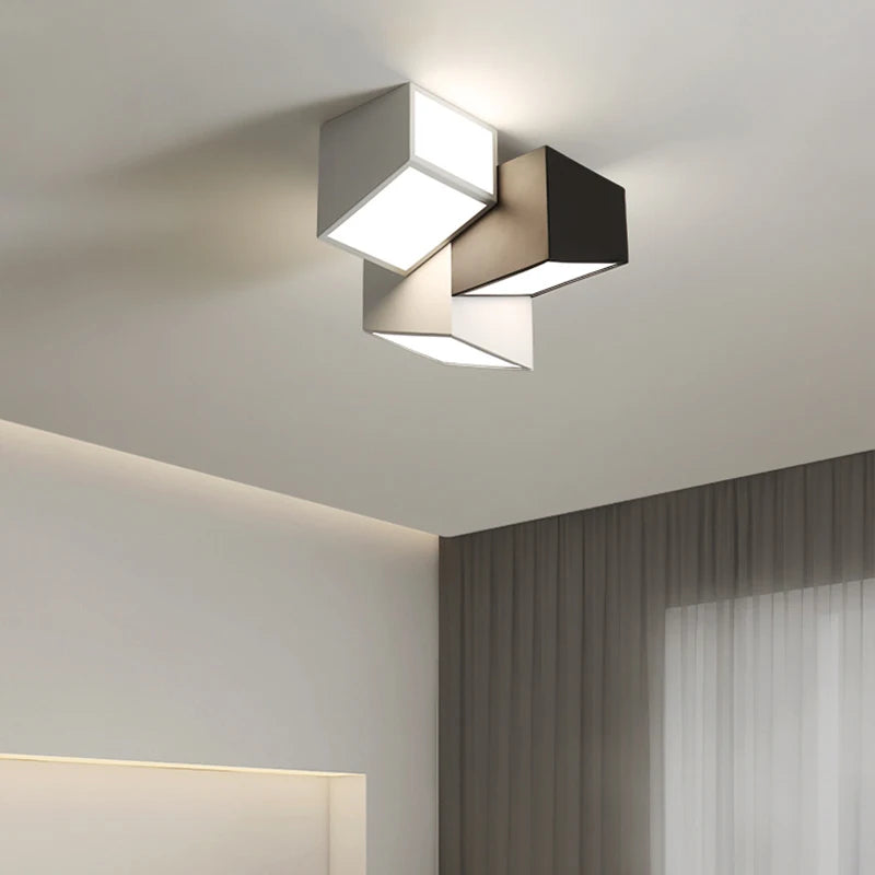 plafonnier géométrique minimaliste moderne simple combinaison lampe d'entrée - vue 3 sur 8