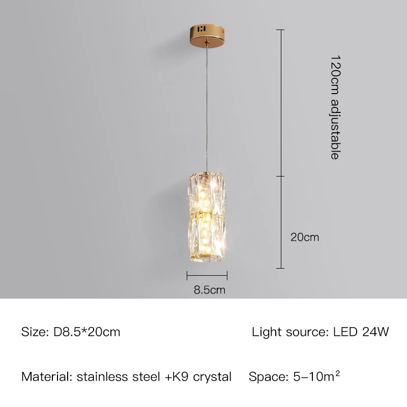 suspension nordique moderne en acier inoxydable et cristal décoratif - vue 11 sur 18
