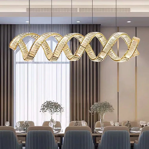 lustre suspendu design en spirale en cristal moderne - vue 2 sur 12
