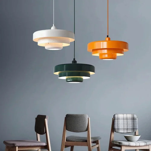 suspension led macaron en acier au carbone aluminium illuminations - vue 3 sur 12