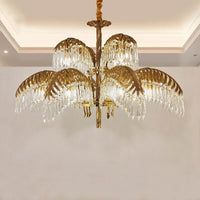 lustre en cuivre avec cristal pour décoration élégante et rétro