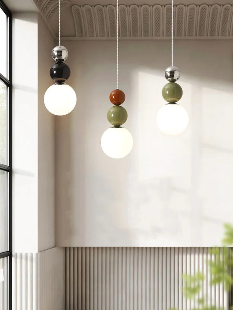 suspension minimaliste design français avec abat jour chromé LED - vue 4 sur 9
