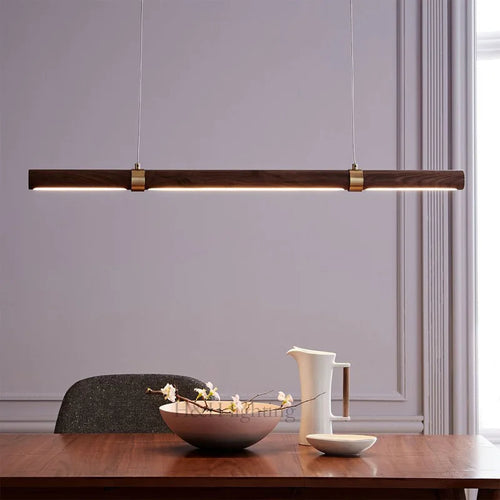 suspension LED imitation bois et métal minimaliste réglable - vue 3 sur 9