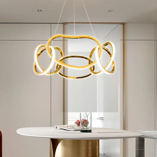 plafonnier led suspendu en silicone doré design moderne et créatif - vue 5 sur 16