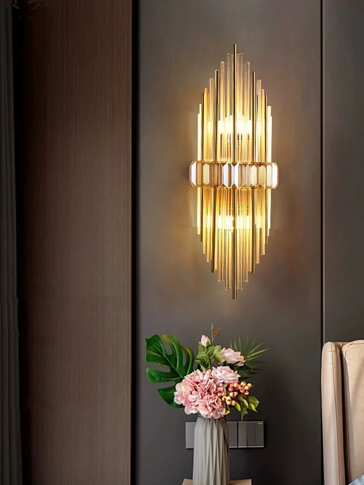 applique murale moderne en acier inoxydable et cristal décoratif - vue 3 sur 14