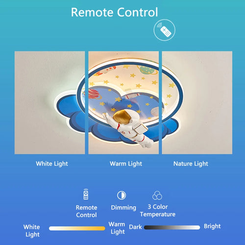 lustre astronaute forme nuage led variateur télécommande protection yeux - vue 4 sur 11