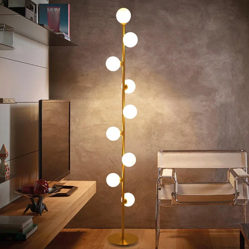 lampadaire moderne en verre doré pour décoration intérieure nordique - vue 5 sur 6