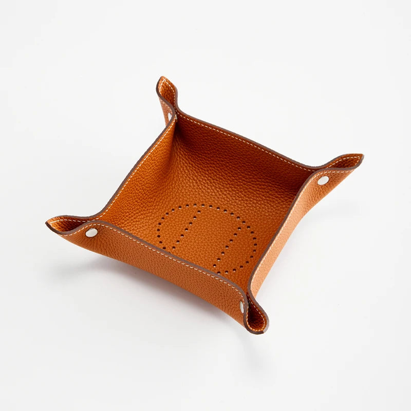 plateau de rangement en cuir pliable pour divers objets - vue 7 sur 10