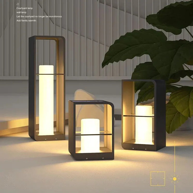 lampe solaire LED de luxe pour jardin extérieur étanche en marbre - vue 3 sur 9