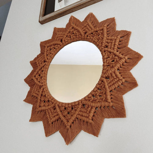 miroir rond en macramé style bohème pour décoration murale - vue 7 sur 19
