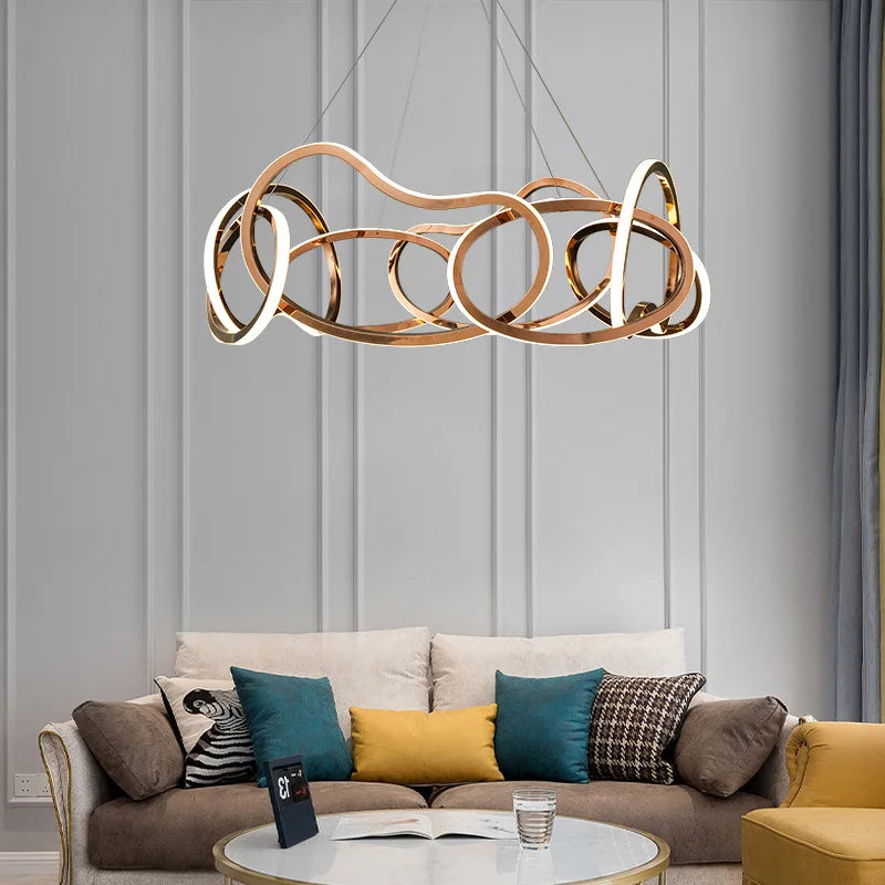 lustre moderne 	 avec lampes led suspendues en silicone - vue 3 sur 16