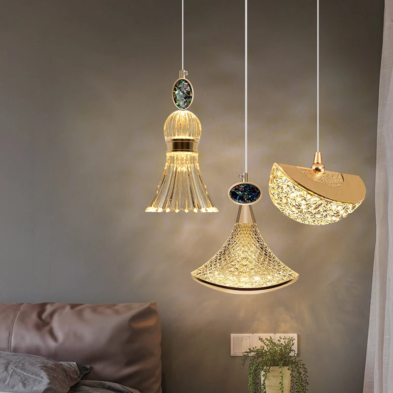Plafond LED en cristal nordique lustre salon chambre chevet suspension lumières décor à la maison éclairage lampe suspendue pour plafond - vue 4 sur 16