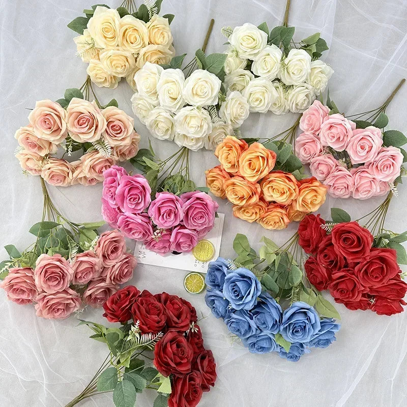 bouquet de roses artificielles en soie pour décoration de mariage - vue 5 sur 15