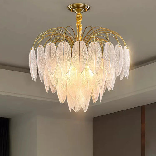lustre led nordique plume verre décoration luminaires suspendus - vue 3 sur 9