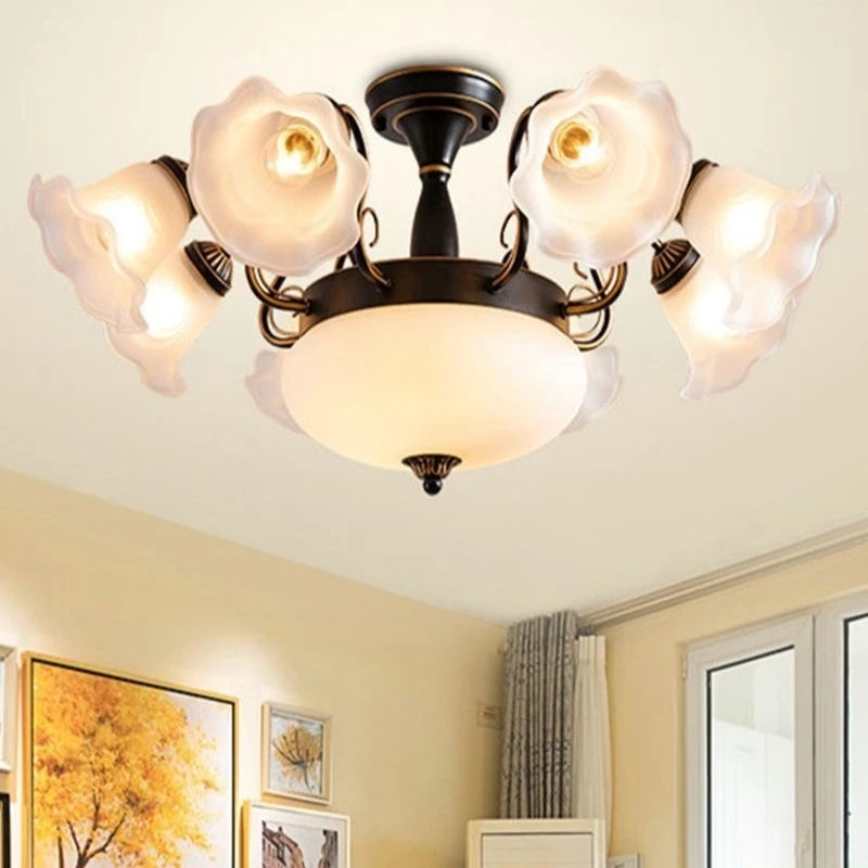 2023 European Iron Art Chandelier For Living Room And Restaurant High-end American Led Energy-saving Lamp Bedroom Ceiling Light - vue 6 sur 12