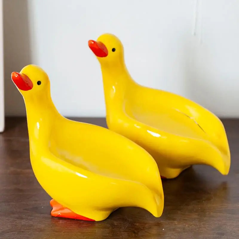 porte-savon en céramique canard design auto-drainant pour salle de bain - vue 4 sur 8