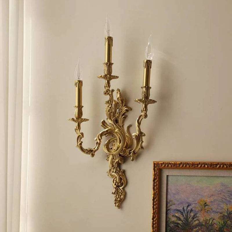 applique murale vintage rococo en laiton et cuivre - vue 3 sur 10